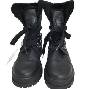 NWT Pajar Leather Combat Style Faux Fur Boots